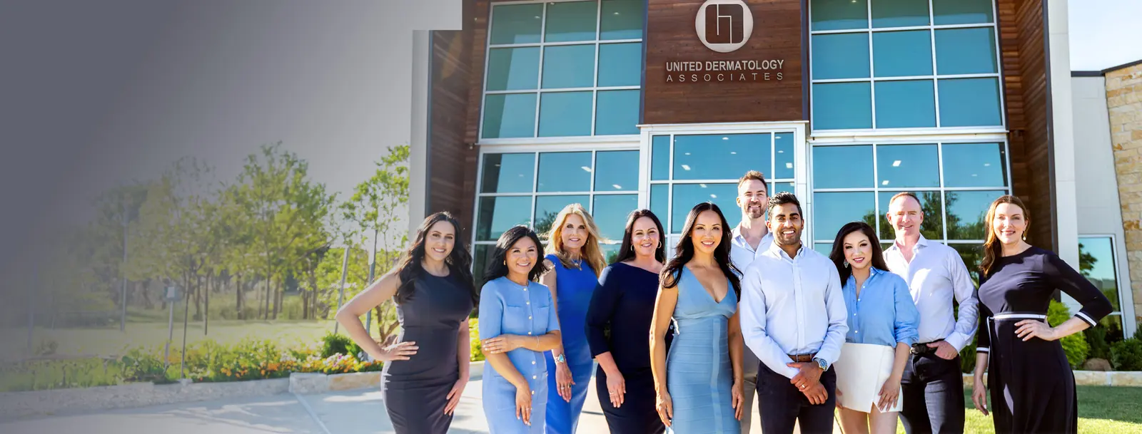 The United Dermatology Associates team outside one of their offices